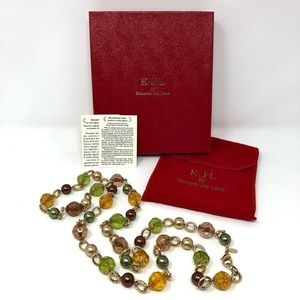 Kenneth Jay Lane KJL "Paris Couture" 44” long rope necklace with box and pouch